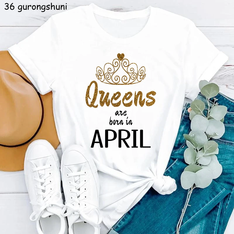 

2022 Hot Sale Queen Are Born In February Graphic Print T-Shirts Women Summer Tops Tee Shirt Femme Harajuku Shirt tops wholesale