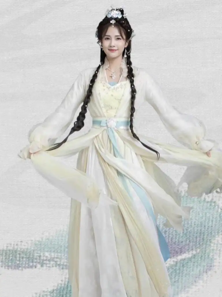 Фото Реплика Gu Yuelou Chang Yue Jin Ming тот же стиль Hanfu белый олень украшение Sangjiu тот же стиль периферийные струящиеся большие юбки №2