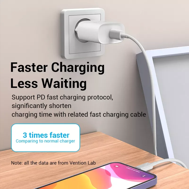 

2023 Vention PD Charger 20W USB Type C Fast Charger for iPhone 13 12 X 8 Macbook Phone QC3.0 USB C Quick Charge 4.0 3.0 QC PD Ch