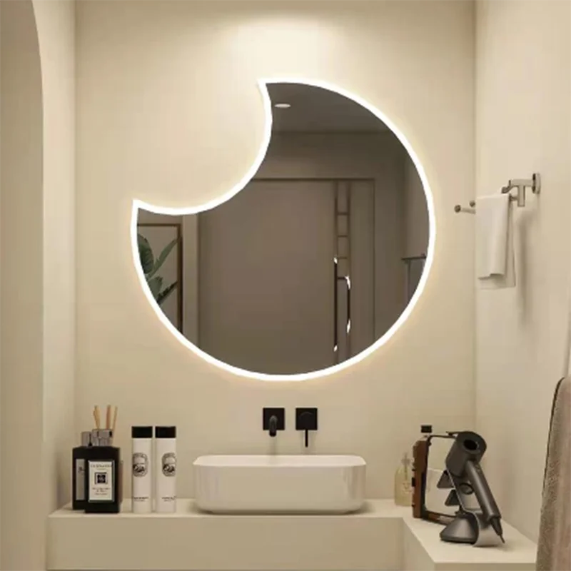 

Led Light Bathroom Mirror Makeup Wall Mounted Toilet Smart Mirror Moon Dressing Espejo Pared Vanity Mirror With Lights EB5BM