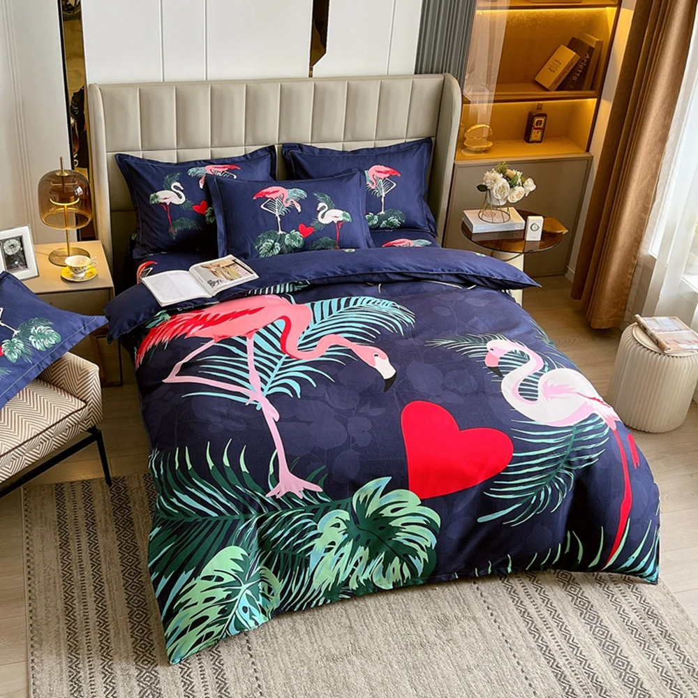 

Nordic Flowers Home Textiles Bedding Sets Comforter Duvet Cover Quilt Cover Bed Flat Sheet Pillowcase Sets Full Single Queen Siz