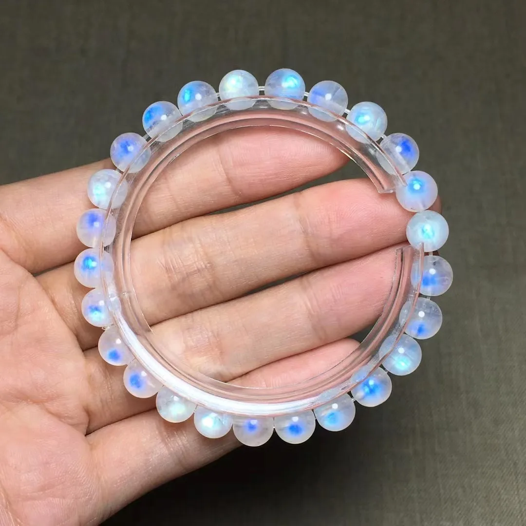 

7mm Natural Blue Light Moonstone Bracelet For Women Lady Man Beauty Gift Beads Reiki Crystal Stone Strands Jewelry AAAAA