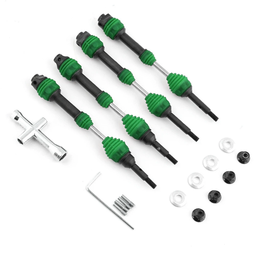 

4Pcs Steel Front and Rear Drive Shaft Driveshaft CVD for 1/10 Slash Hoss Stampede VXL RC Car,Green