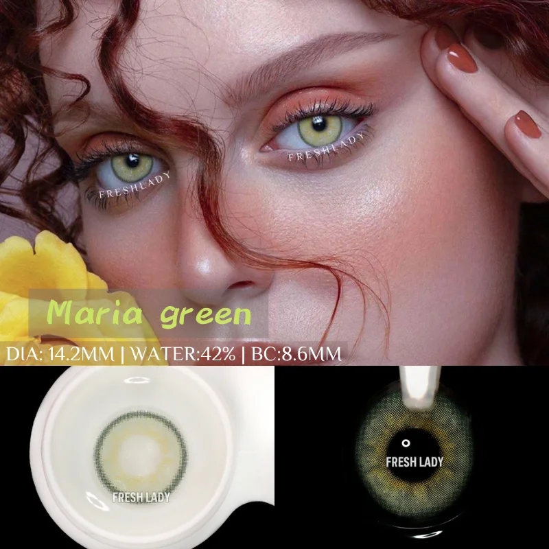 fresh lady official yearly colored contact lenses for eye 1pair wholesale popular colored natural color lens with container soft free global shipping