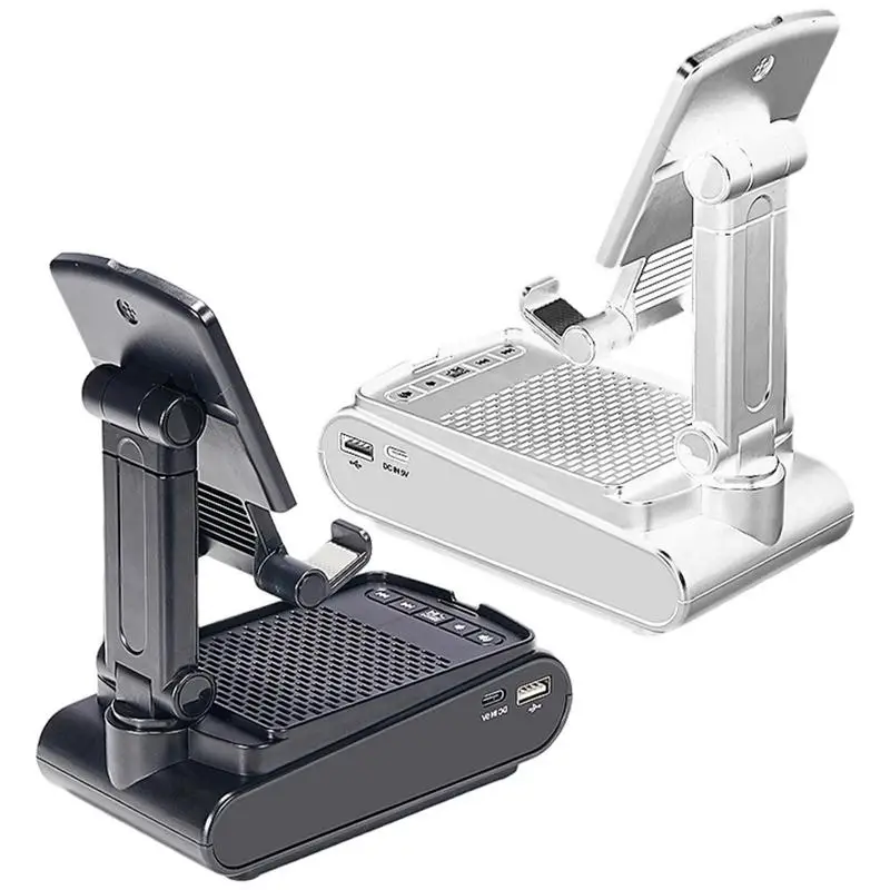 

Phone Holder For Desk Fast Charging Station With Remote Speaker U Disk Card Slot Free Angles Adjustable Height Multifunctional