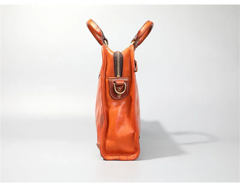 Fashion luxury genuine leather men's women's briefcase designer organizer business travel first layer cowhide messenger bag