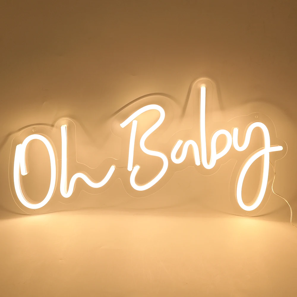 

Oh Baby Warm White LED Neon Signs 23.5X 11.8 inches for Party Home Decoration Lights Lamp