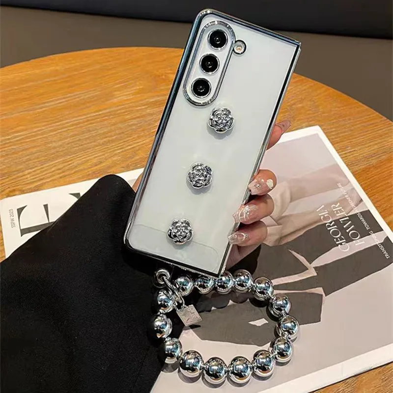 Роскошный гальванический чехол Camellia для телефона Samsung Galaxy Z Fold 6 5 4 3