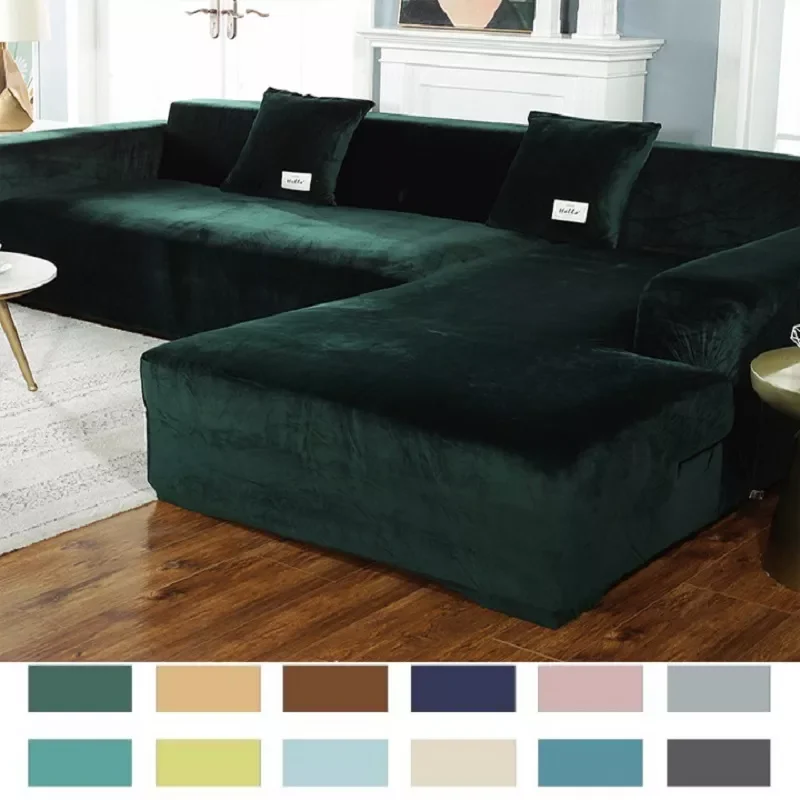 

NEW IN Velvet Plush L Shaped Sofa Cover for Living Room Elastic Furniture Couch Slipcover Chaise Longue Corner Sofa Cover Stretc