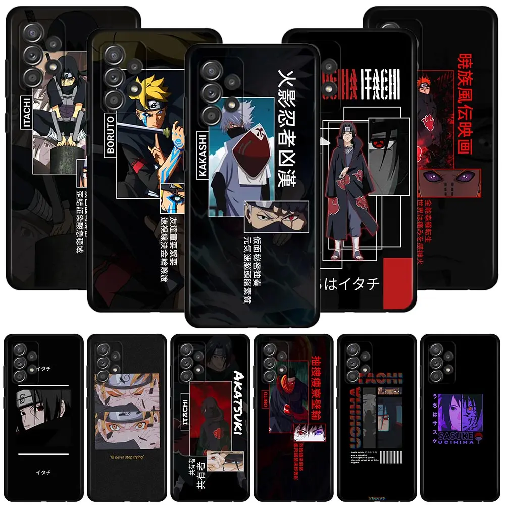 

Phone Case For Samsung Galaxy A12 A52 A71 A51 A72 A32 A21s A31 Cover A22 A41 A52s A02s A11 A03s Japan Anime Black Pattern Naruto