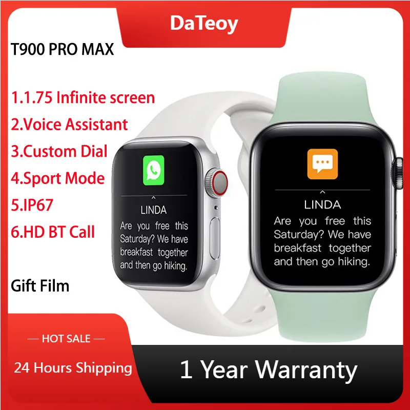 

2022 Смарт-часы T900 Pro Max IWO 14 серии 7, Смарт-часы с функцией телефонного звонка, спортивные водонепроницаемые часы с пользовательским лицом для м...