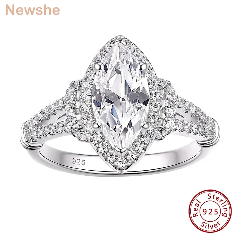 Женские обручальные кольца Newshe из стерлингового серебра 925 пробы с огранкой