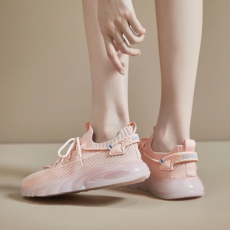 Damyuan Lightweight Knitted Women's Shoes Plus Size Comfortable Walking Shoes Non-slip Vulcanized Shoes Fashion Trendy Sneakers