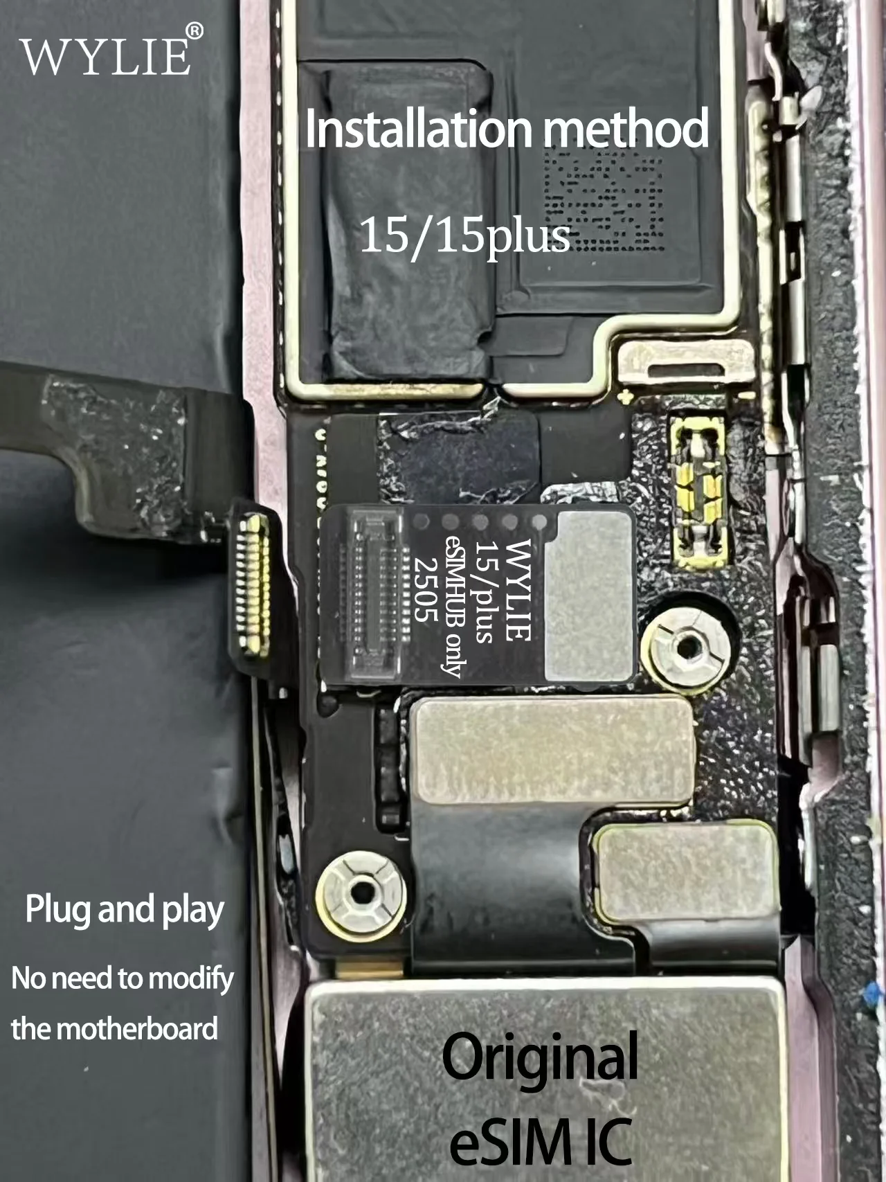 Фото WYLIE eSIM: Единственное решение для iPhone 15/15 Plus, 16/16 Plus без CNC-обработки, сохранение оригинального корпуса, сохранение оригинального сигнала eSIM, инструменты для ремонта. №5