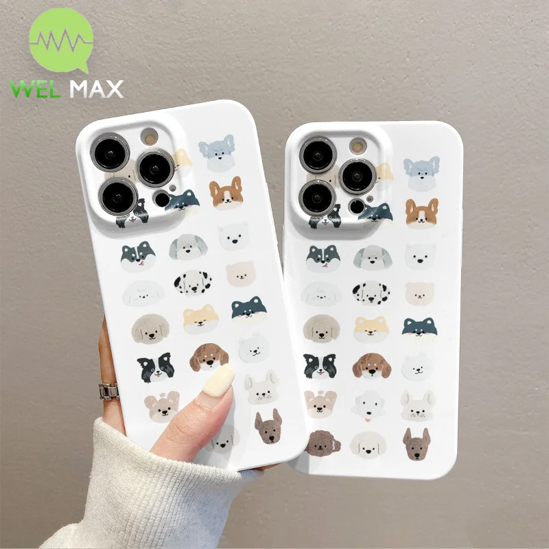 Чехол для телефона с изображением милой собаки iPhone 15 14 13 12 11 Pro Max защита от падения