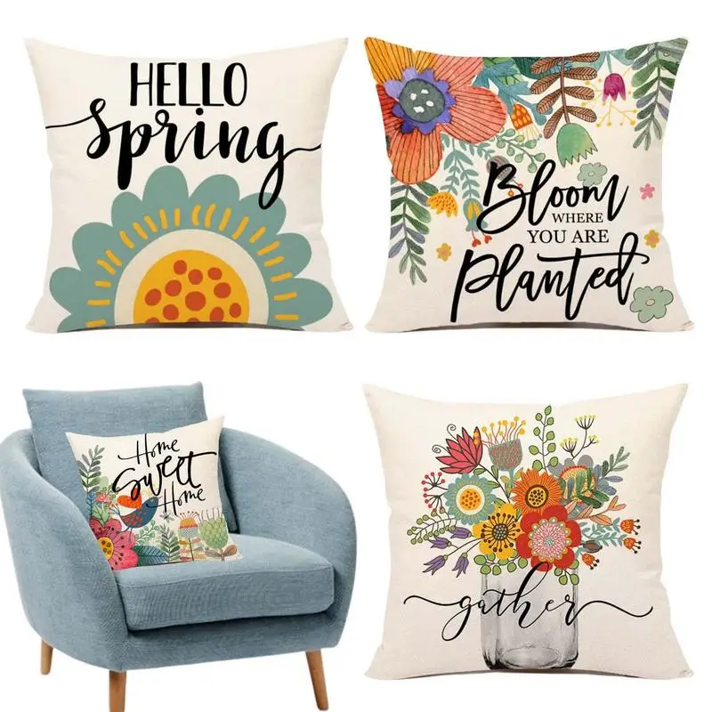 

4 шт., Весенняя наволочка для подушки с цветами