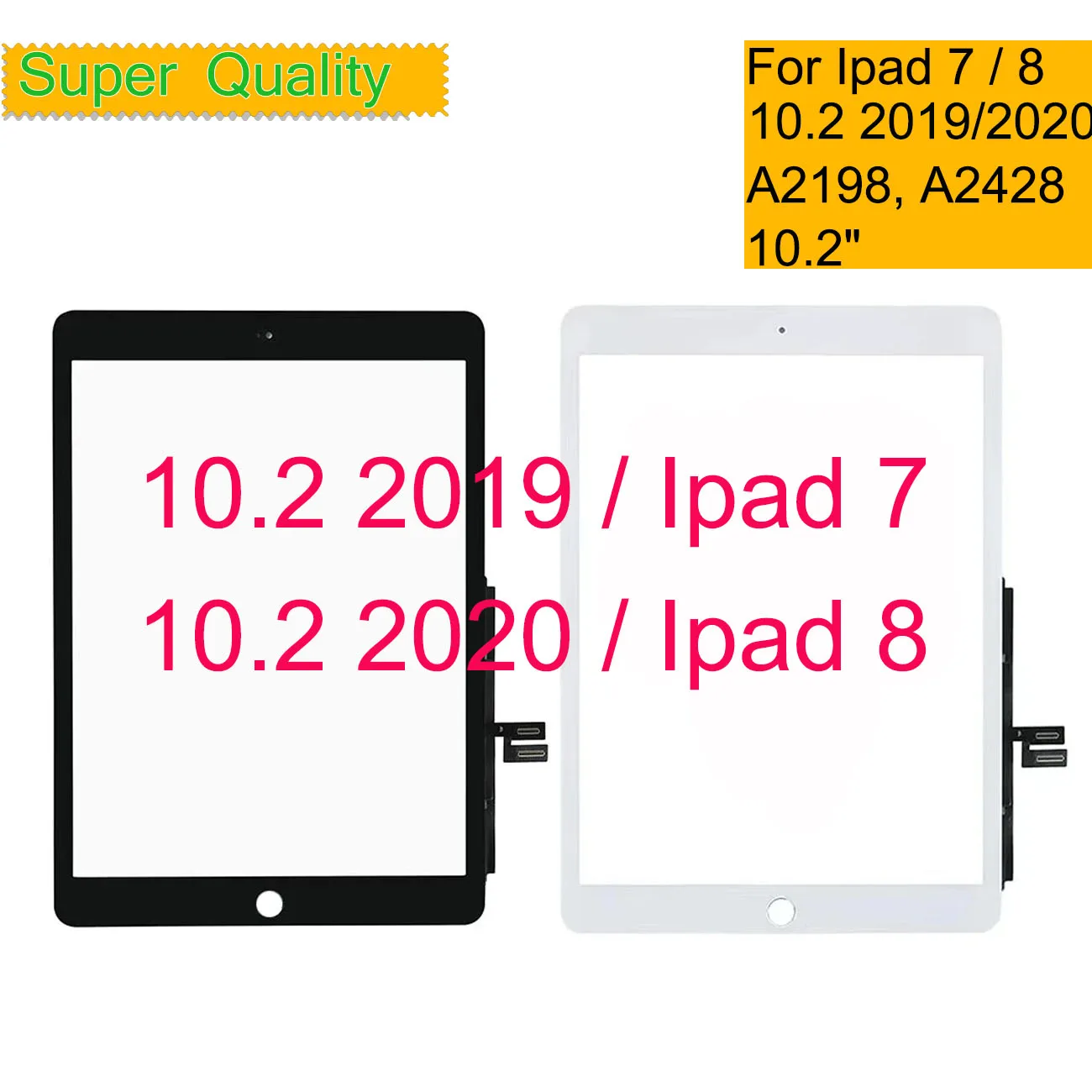 10 шт./лот для iPad 10,2 2019 2020 сенсорный экран дигитайзер Датчик для ipad 7 8 передняя внешняя стеклянная панель A2428 A2429 A2200 A2198