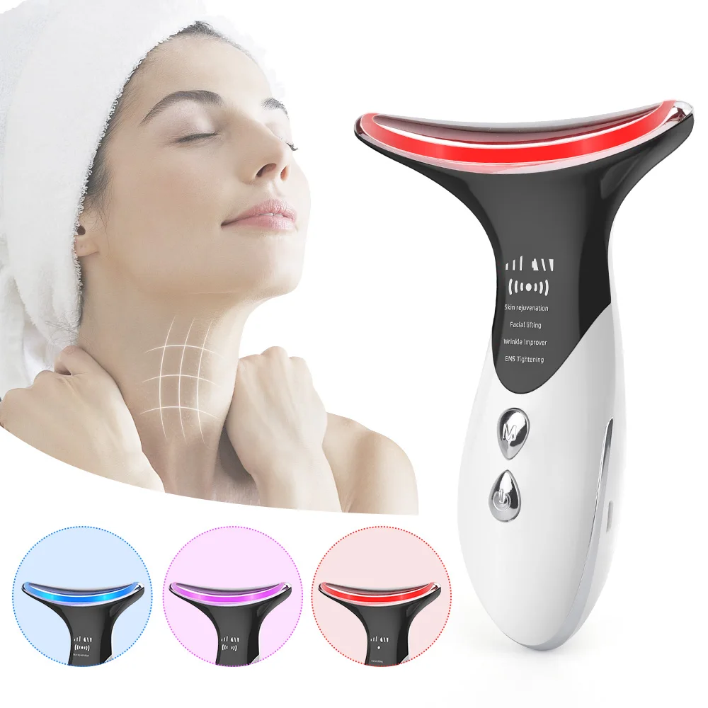 

EMS Neck Anti Wrinkle Massager LED Photon Face Neck Therapy Lifting Tightening Beauty Device Vibration Double Chin Removal Tools