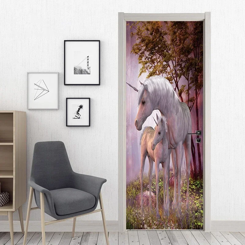 Красивая лошадь фото дверная наклейка современные обои ПВХ самоклеящаяся для