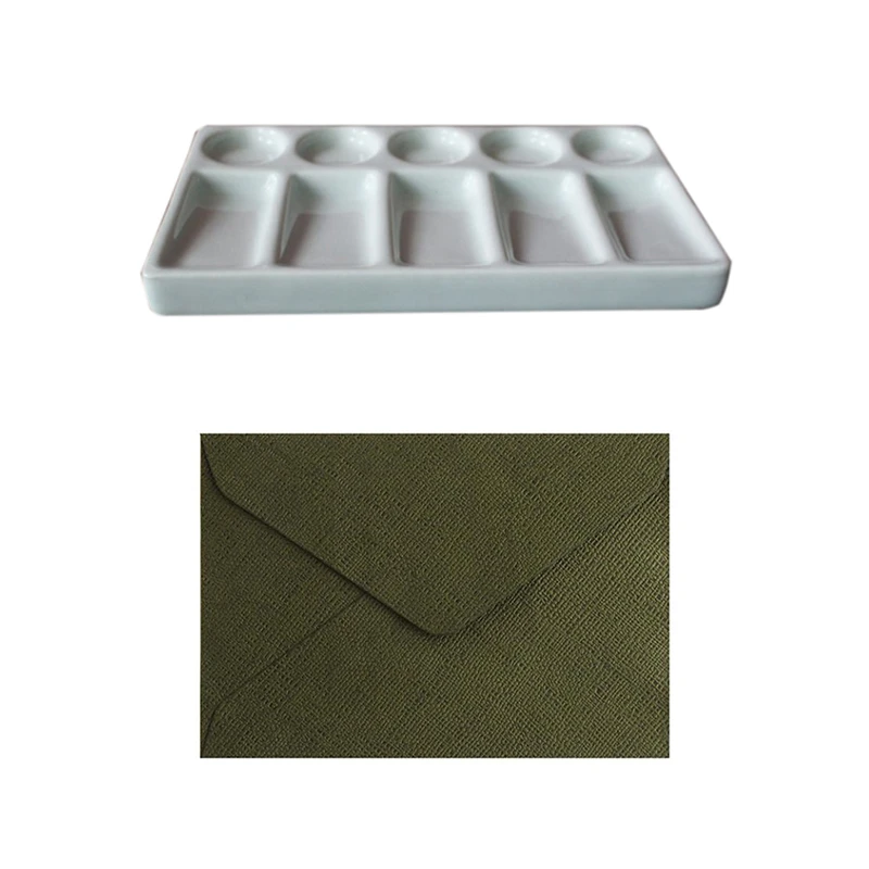 

1 Pcs Ceramic Artist Paint Palette & 50 Pcs C6 Window Envelopes Envelopes