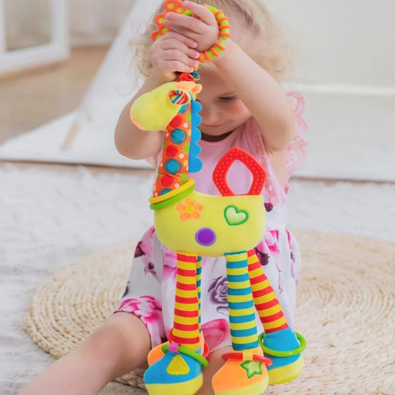 

Baby Plush Rattle Toys Cartoon Giraffe Handbell Infant Development Handle Toys Bed Stroller Hanging Teether Educational Toy Doll