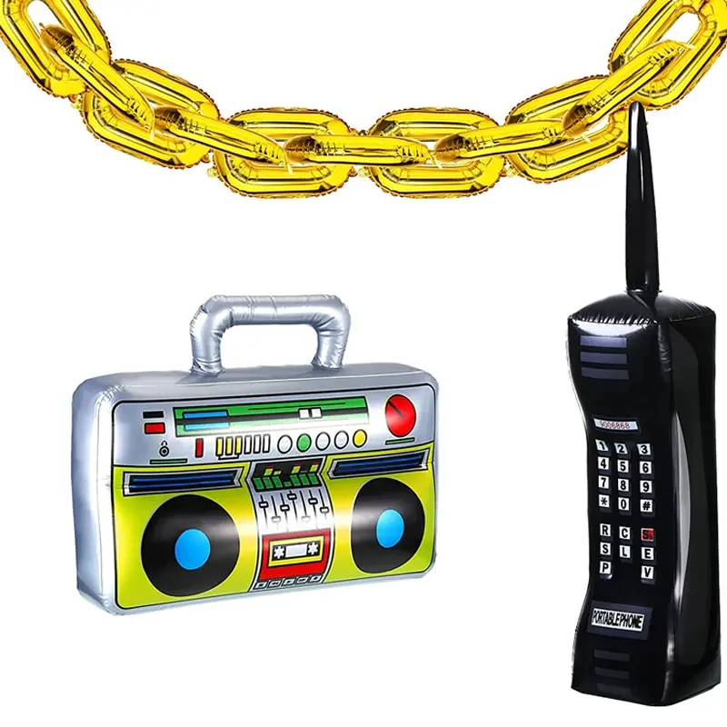 

22Pcs 80's Party Decorations Party Backdrop Chain Balloons Inflatable Radio Boombox Mobile Phone For Hip Hop Themed Photo Booth