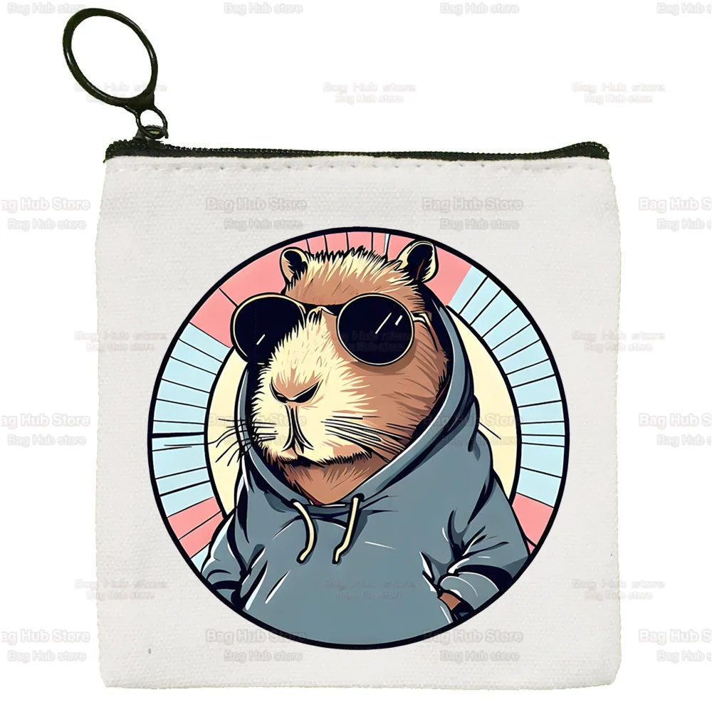 Cute Capybara Cartoon Kawaii Simple Coin Purse Female Student Canvas Cute Key Bag Mini Clutch Small Purse