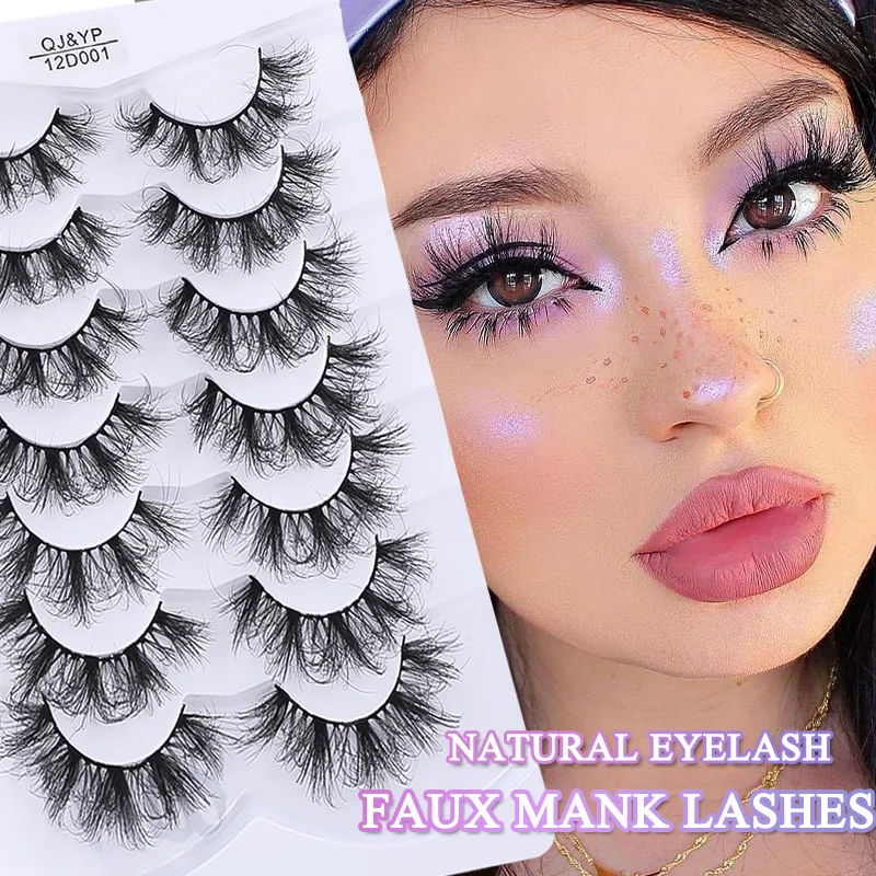 

7 Pairs Fluffy False Eyelashes 3D Faux Mink Fake Eyelash Soft Natural Thick Volume Curly Dramatic Lashes Extension Makeup Tools