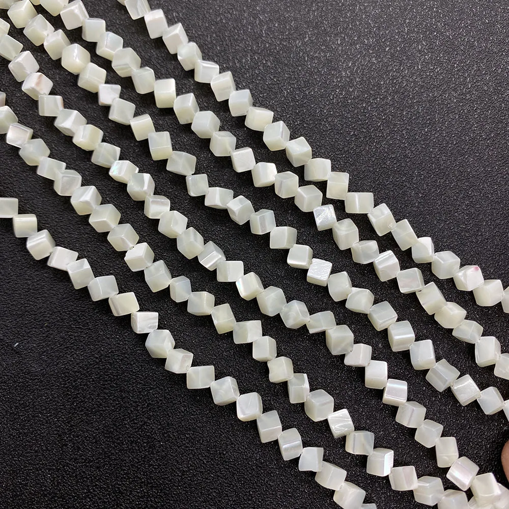 

Natural White Freshwater Shell Cubic Mother of Pearl 5mm Loose Spacer Beads for Jewelry Making DIY Bracelet Necklace Handmade