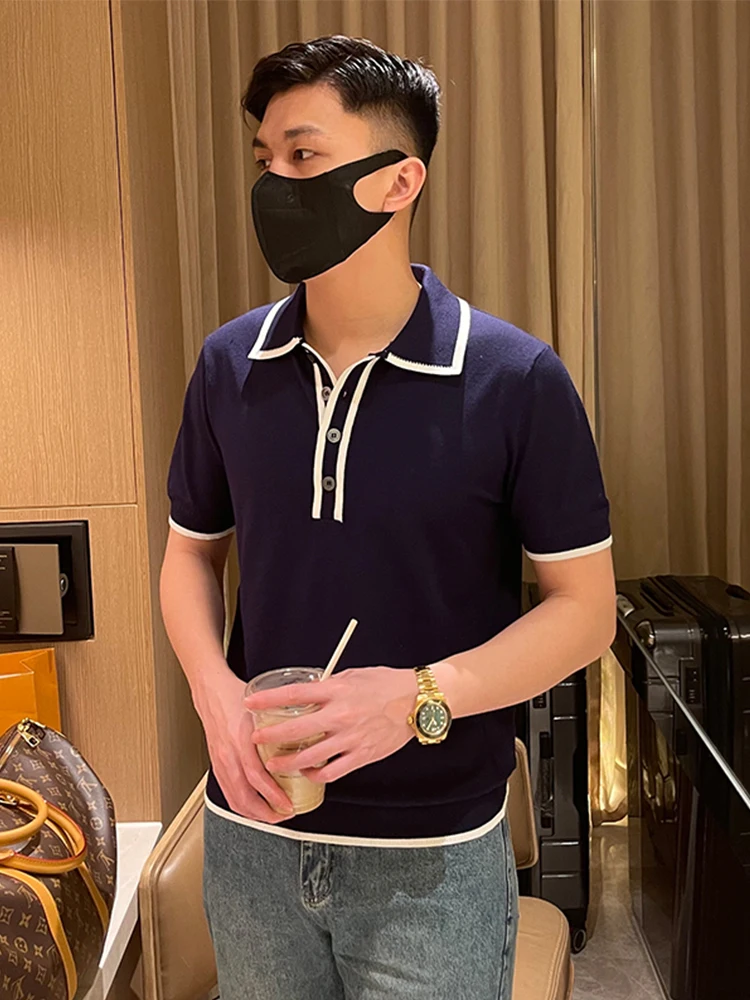 Рубашка-поло мужская с коротким рукавом Классическая Повседневная блуза из