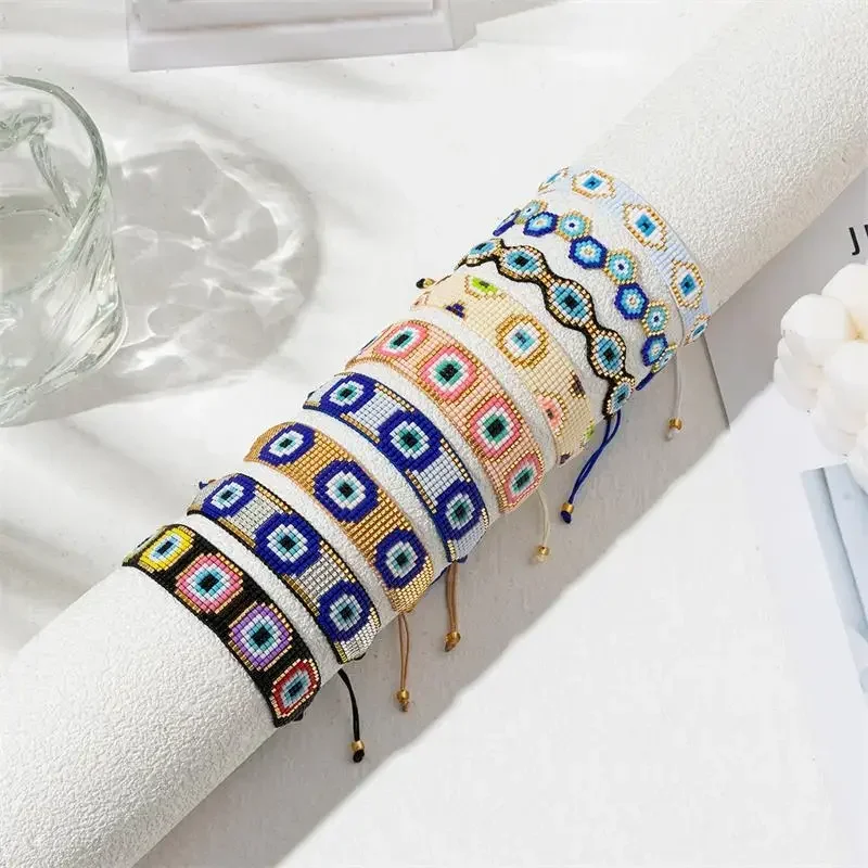 Фото ALIYA богемный браслет от сглаза Pulsera женский очаровательный браслет Миюки из бисера ручной работы дружба модные украшения изысканный набор браслетов №1