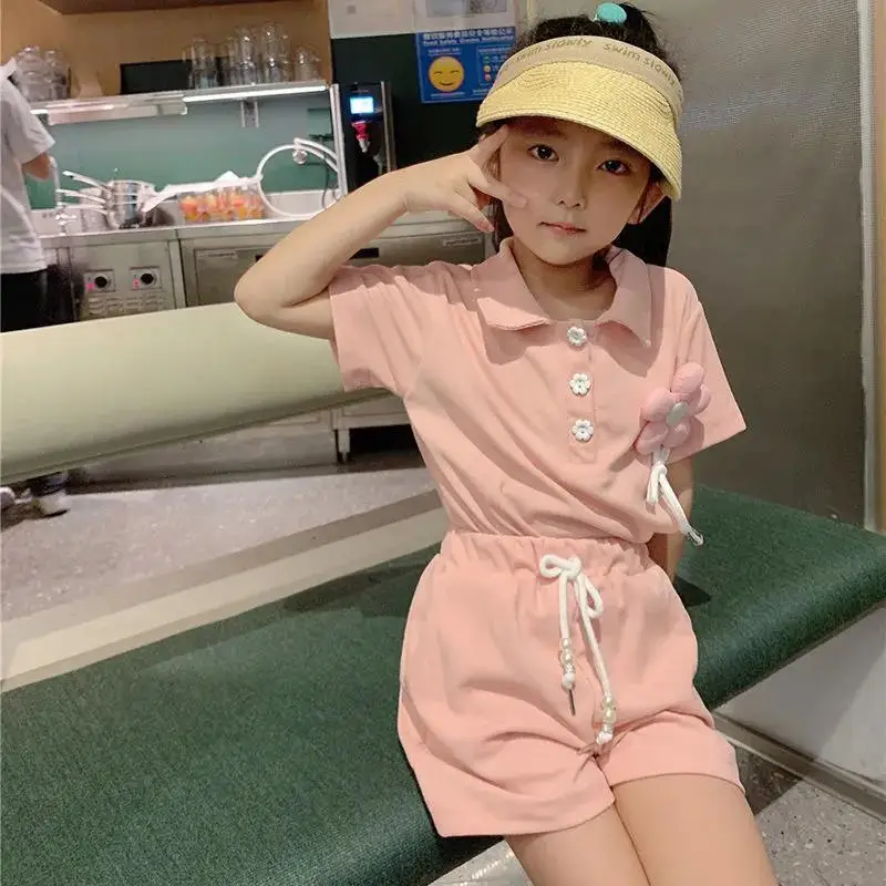 

Children Clothing Sets Girls Casual T-shirt Shorts 2pcs Set Outfit Kids Clothes Suit Tracksuits Children Girls Short Sleeve