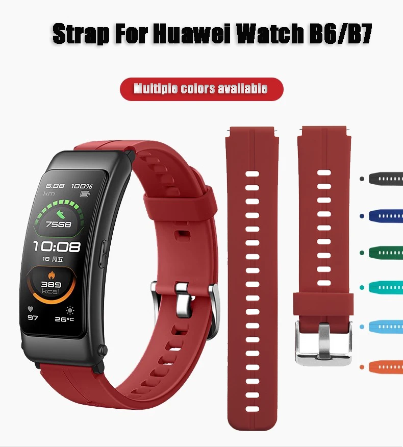 

16mm Soft Silicone Strap Suitable for Huawei Watch B6 B7 Bracelet Sports Replaceable Watchband B6/B7 Original Same Wristband