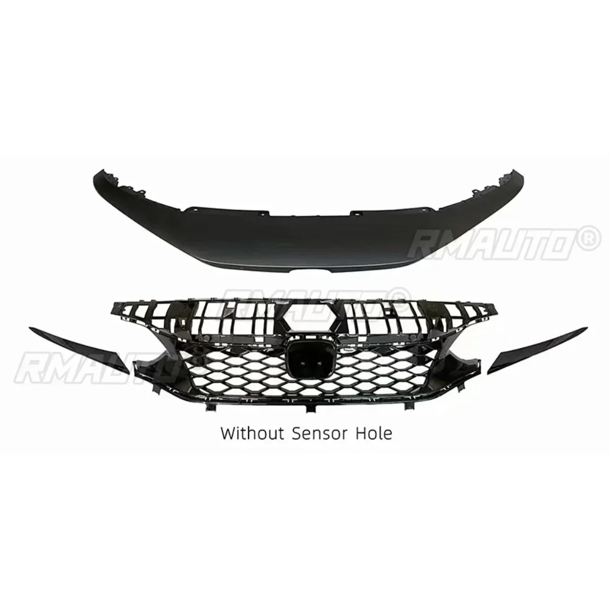 Для Honda Civic 11-го поколения 2021-2022 обвес решетка переднего бампера глянцевый черный
