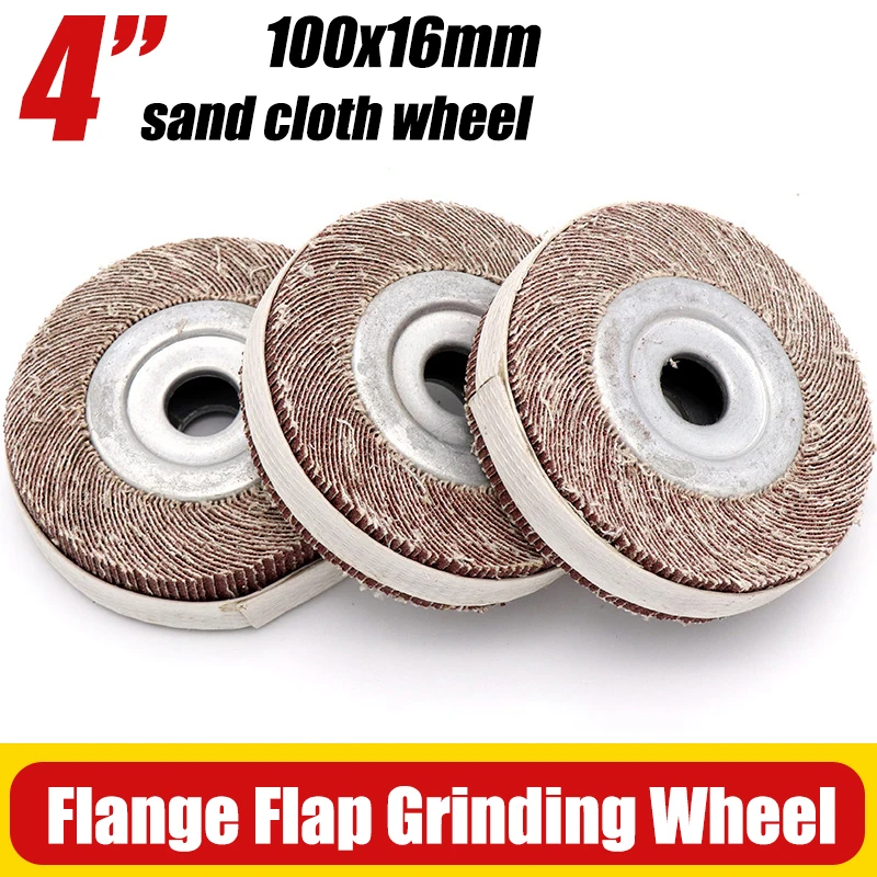 

1pcs 4" 100x16mm Bore Flange Flap Grinding Wheel Aluminum Oxide Sanding Cloth Mop Abrasive Polishing Disc for Metal Wood Stone