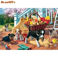 ruopoty diy painting by numbers dog animal canvas colouring decorative paintings handpainted gift wall decor frameless