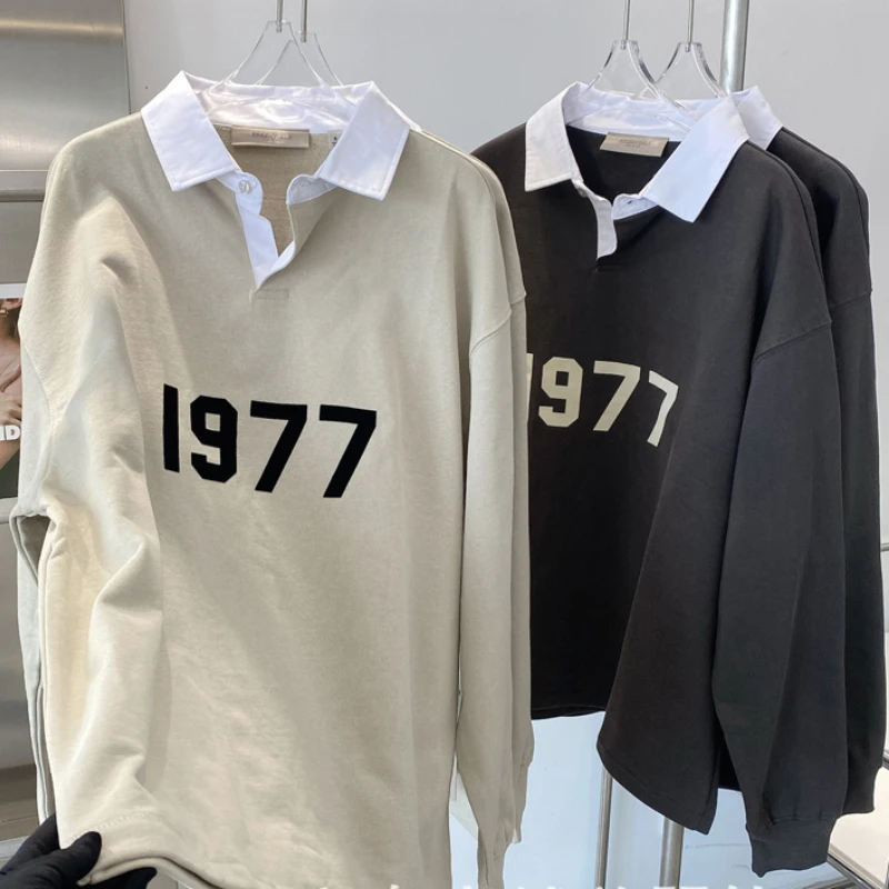 

High Street Essentials Sweatshirt 1977 Lapel Pullover Oversized LEE FOG Hoody Sweatshirts for Men Women