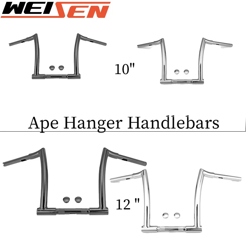 

WEISEN 10"/ 12 " Ape Hanger Handlebars For Harley Sportster 883 1200 Softail Dyna 1998-2013 Road Glide And 1994-2021 Road King