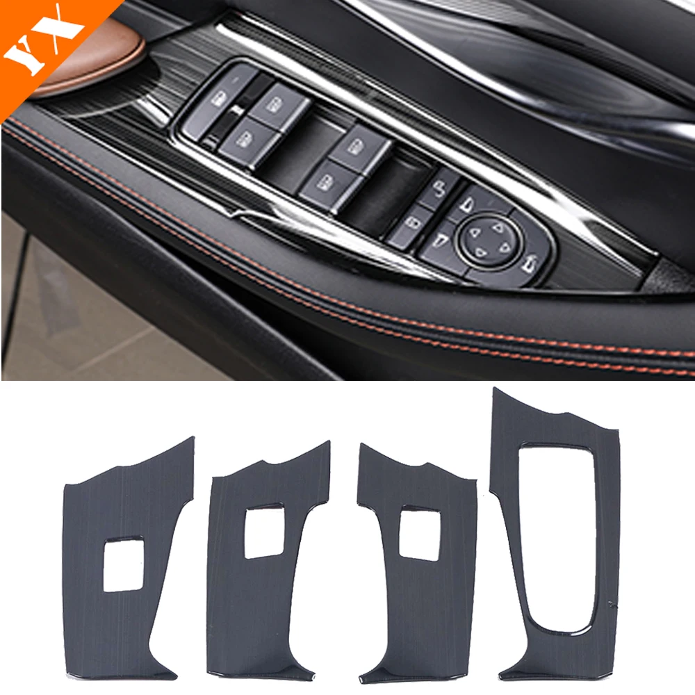 

Автомобильные аксессуары, подлокотник из нержавеющей стали и углерода для автомобильной двери, стеклоподъемник, кнопка переключения, Панель рамы для BYD Song PLUS DMI EV 2020-23