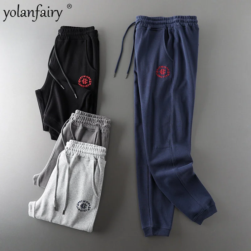 

for Fall Sports Pants Men Joggers Men's Trousers Male Straight Leg Binding Casual Drawstring Cotton Sweatpants Pantalones