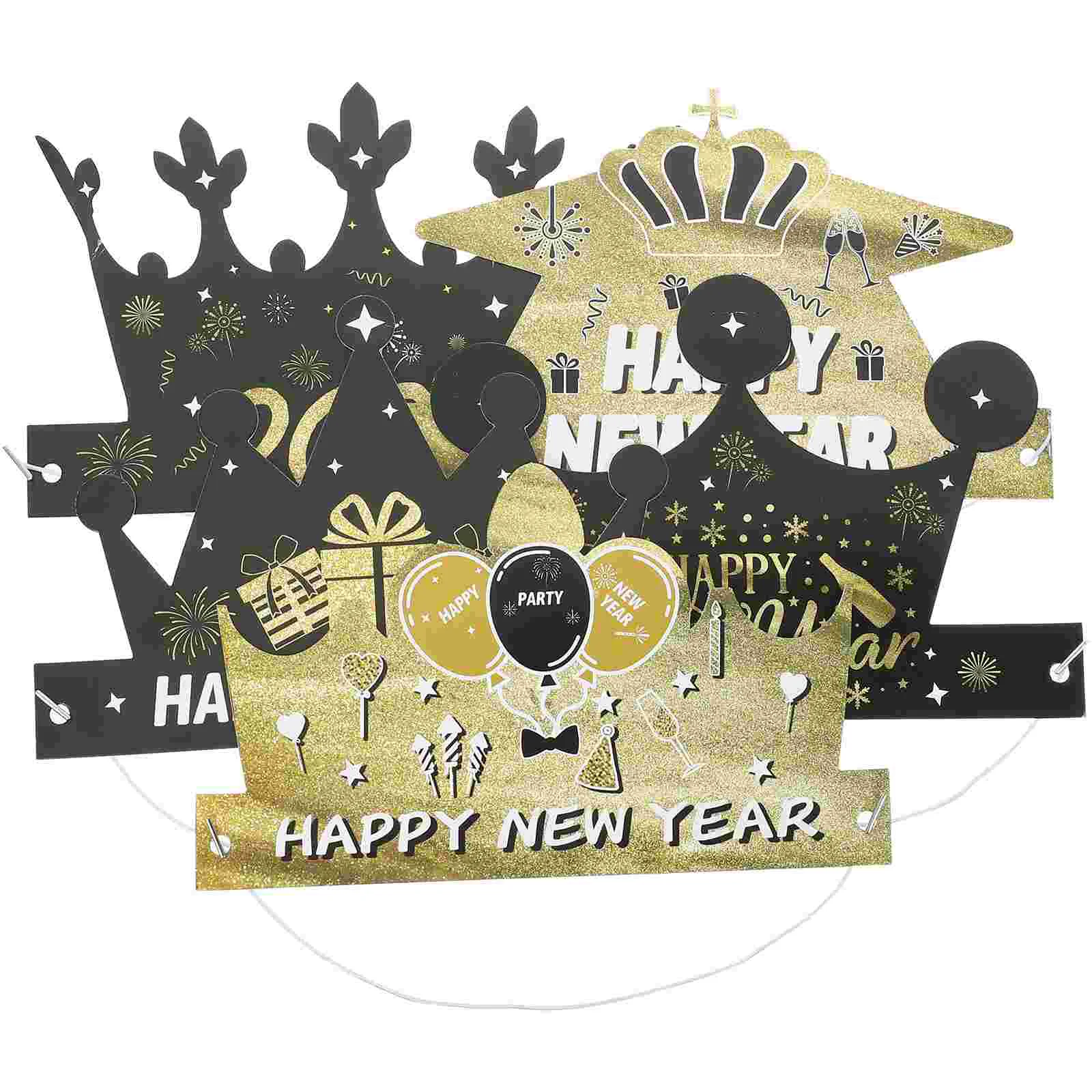 

6pcs Cheers New Year Party Hats New Years Eve Party Paper Crown Hats Headwear