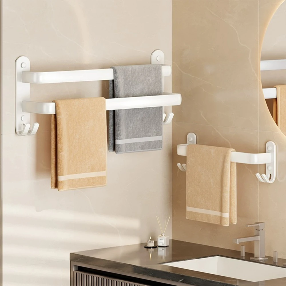 uminowany aluminiowy wieszak na ręczniki z podwójnym drążkiem i haczykiem. Автономная установка для настенного