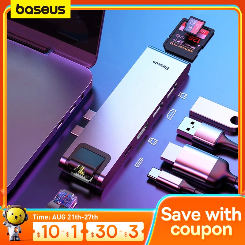 USB-хаб Baseus, совместимый с USB 3,0, HDMI, для MacBook Pro Air