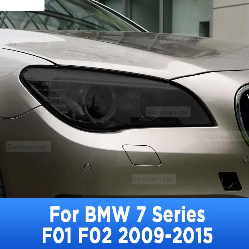 

2 шт. Защитная пленка для автомобильных фар Прозрачная черная наклейка для передней фары ТПУ для BMW 7 серии F01 F02 2009-2015 Аксессуары