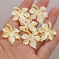 natural shell yellow maple leaf hole pendant bead for jewelry making diy necklace earring accessories decor charm gift party1pcs