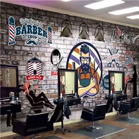custom european retro barber shop wall paper 3d hair salon background industrial decor mural wallpaper 3d papel de parede 3d