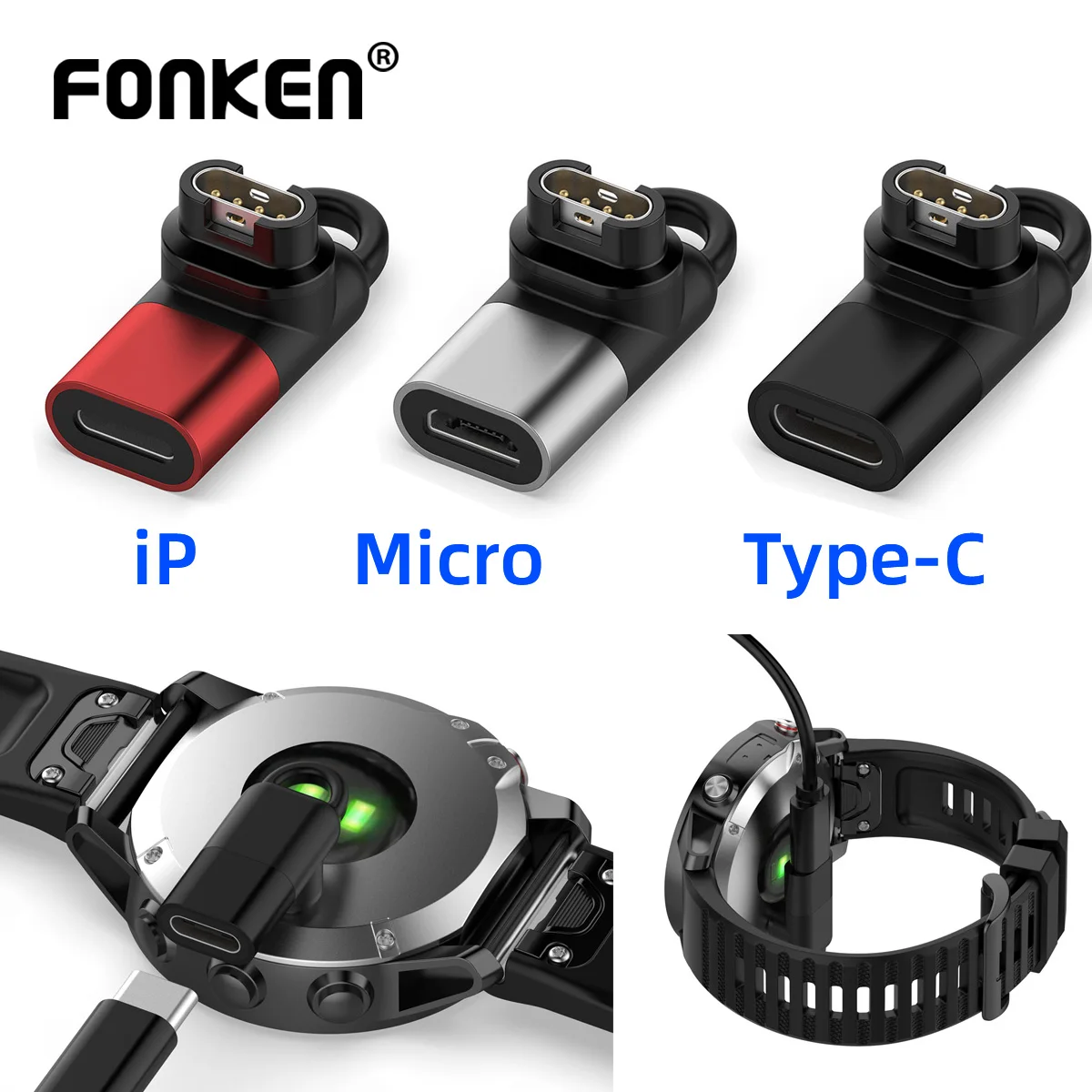 

Type C/Micro USB/for IOS Female To 4pin Watch Charger Converter Adapter For Garmin Fenix 7 6 5 instinct 2 Vivoactive 3 4 4S Venu