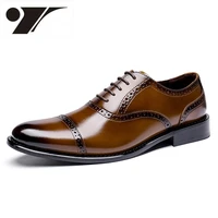 new fashion brogue leather authentic height increasing business comfortable non slip men shoes