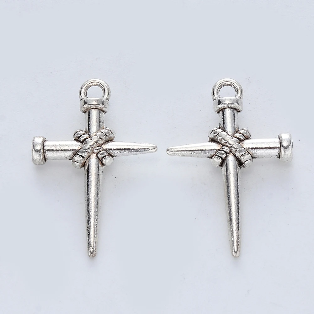 

Подвеска в виде Креста для ожерелья, аксессуары, подвески из сплава в тибетском стиле, античное серебро, для изготовления ювелирных изделий своими руками, 25x16, 5x4,5 мм, 20 шт.