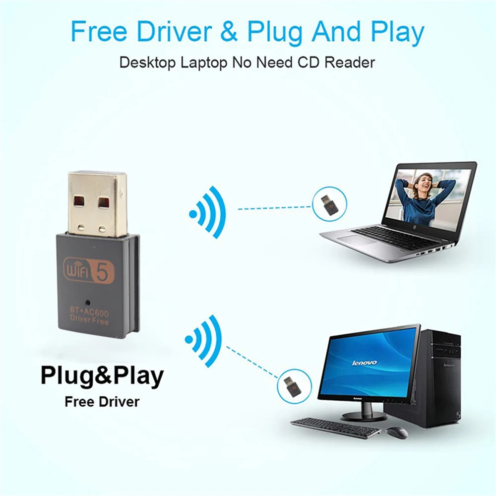 600 Мбит/С USB WiFi Bluetooth Адаптер Двухдиапазонный Беспроводной.